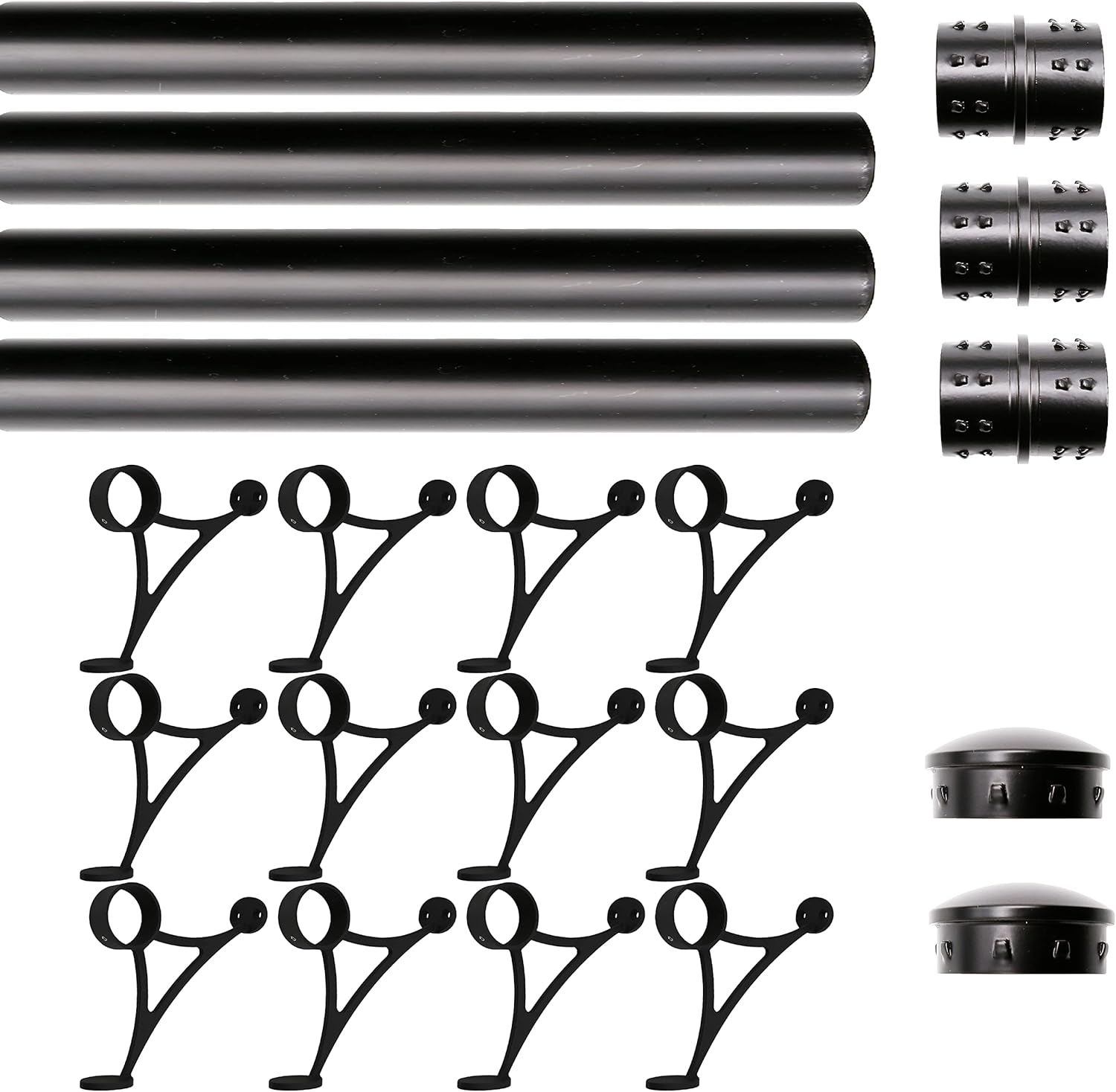Solid Bar Mount Foot Rail Kit with Matt Black Stainless Steel Tubing