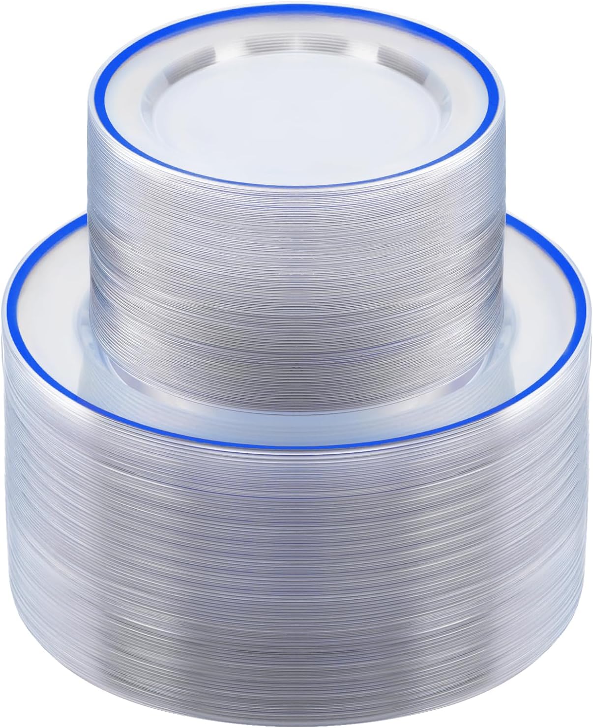 200PCS Blue and Clear Plastic Plates for Any Celebration