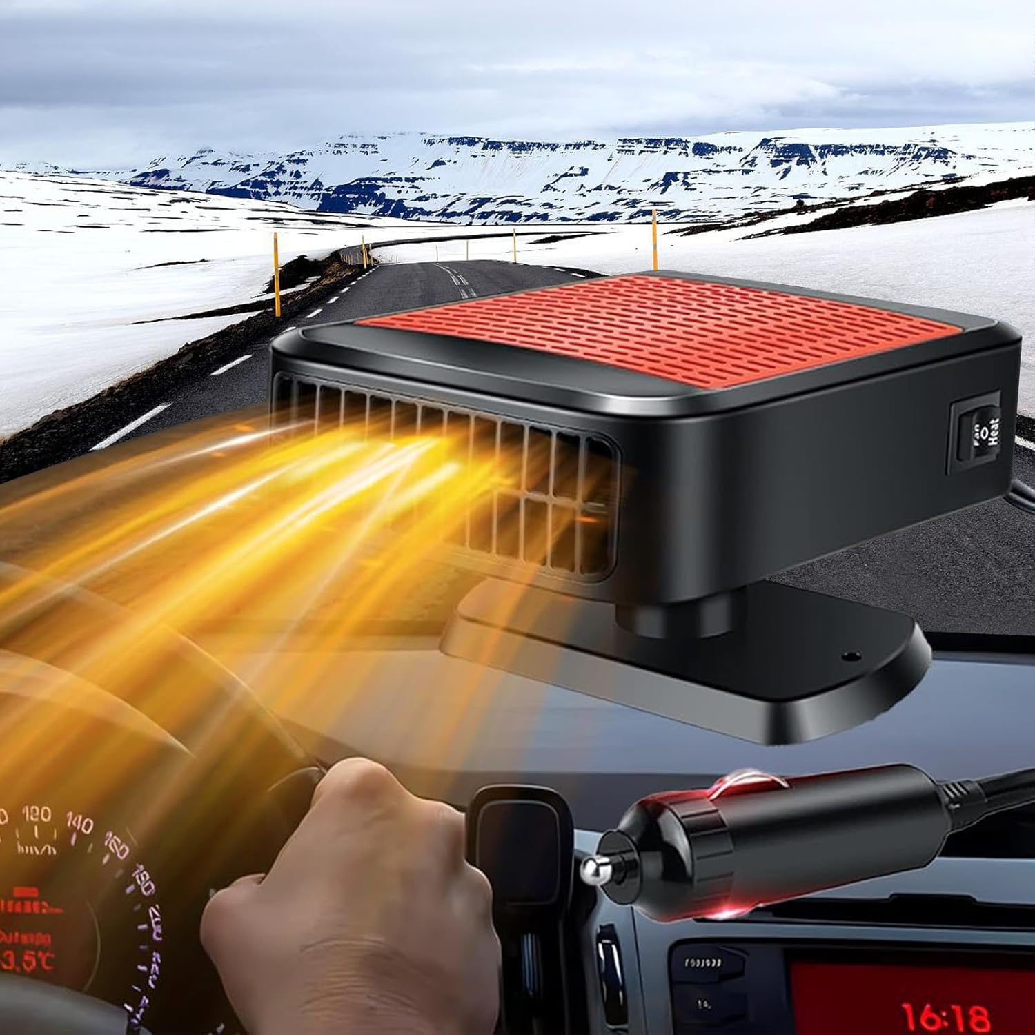 Fast Defrost 12V Car Heater: Plug & Heat!