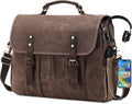 Men's Vintage Canvas Messenger Bag with Genuine Leather Accents
