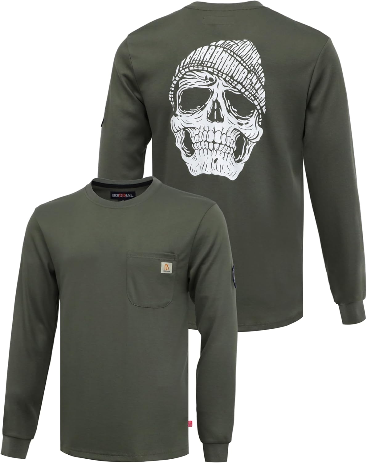 BOCOMAL FR Shirts Crewneck Midweight Flame Resistant Work Shirt