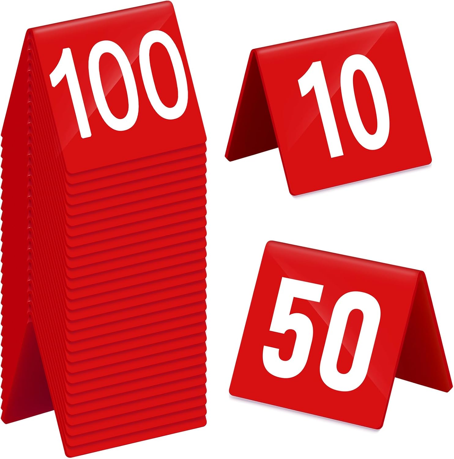 100 Pcs Acrylic Table Numbers for Weddings and Events - Red
