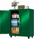 35in Metal Storage Cabinet with Lock and Wheels - Secure Mobile Filing