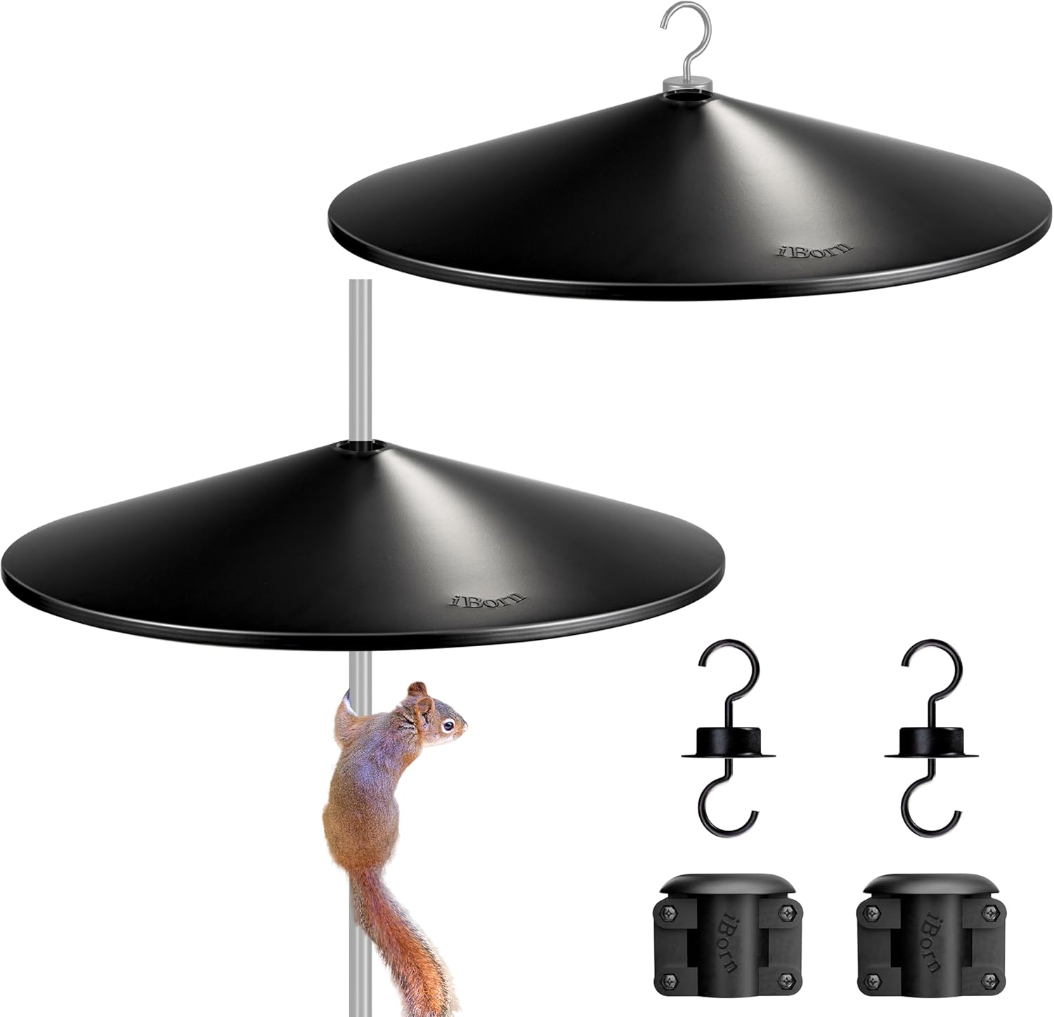 iBorn Squirrel Baffle for Bird Feeder Pole, 19.5 Oversized Guard