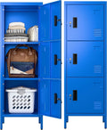 3 Door Metal Storage Locker 47in H 15.75in W - Secure Blue Locker