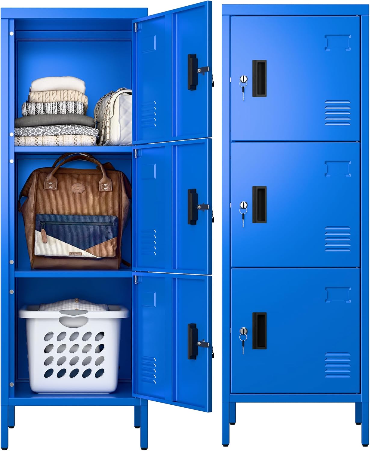 Aobabo 16in W 3 Door Metal Storage Locker for Home and Office