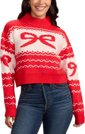 Womens Knit Cropped Christmas Sweaters - Cute Festive Pullovers