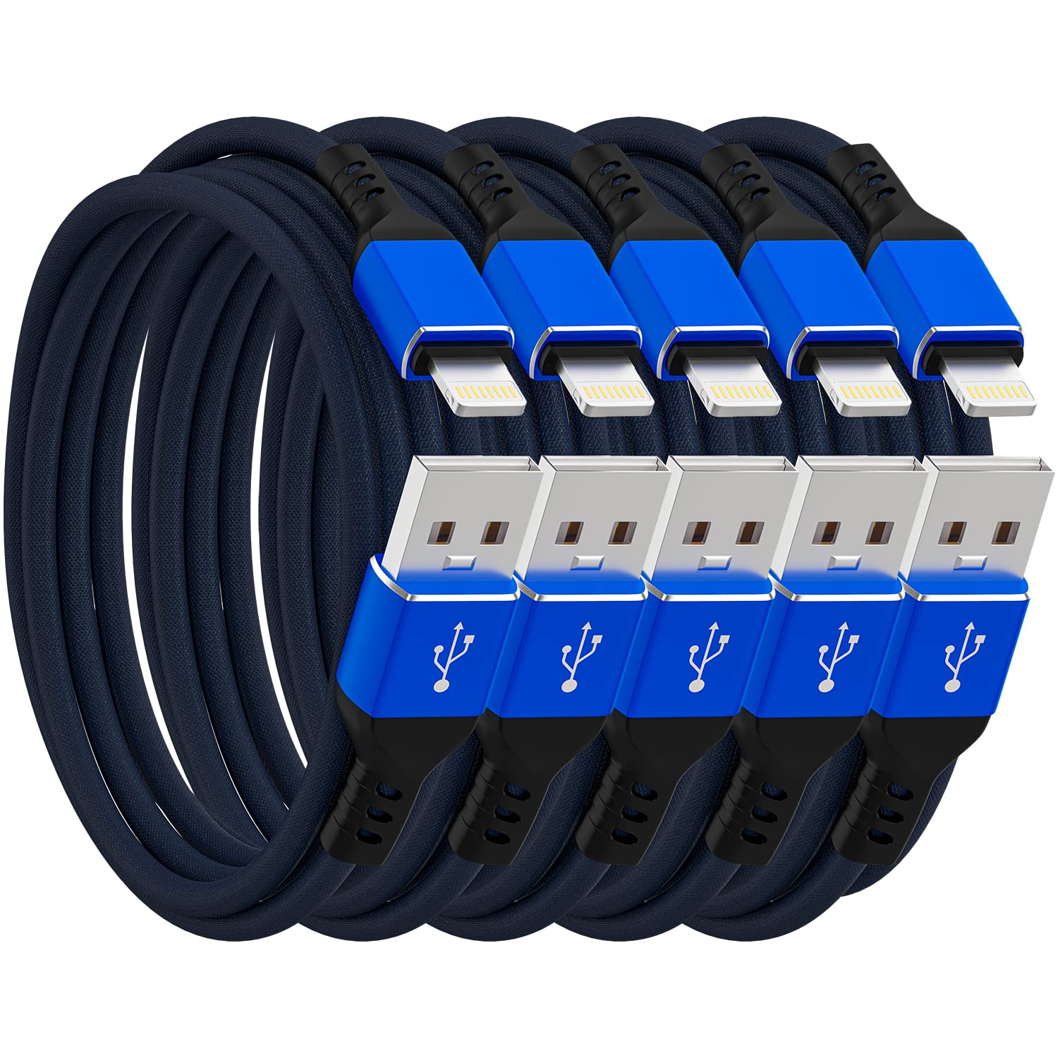 Ironten iPhone Charger Cable 50 Pack 6 FT Fast Charging Cables