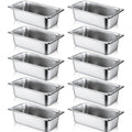 10 Pack 1/3 Size Stainless Steel Hotel Pans - Durable Catering Set