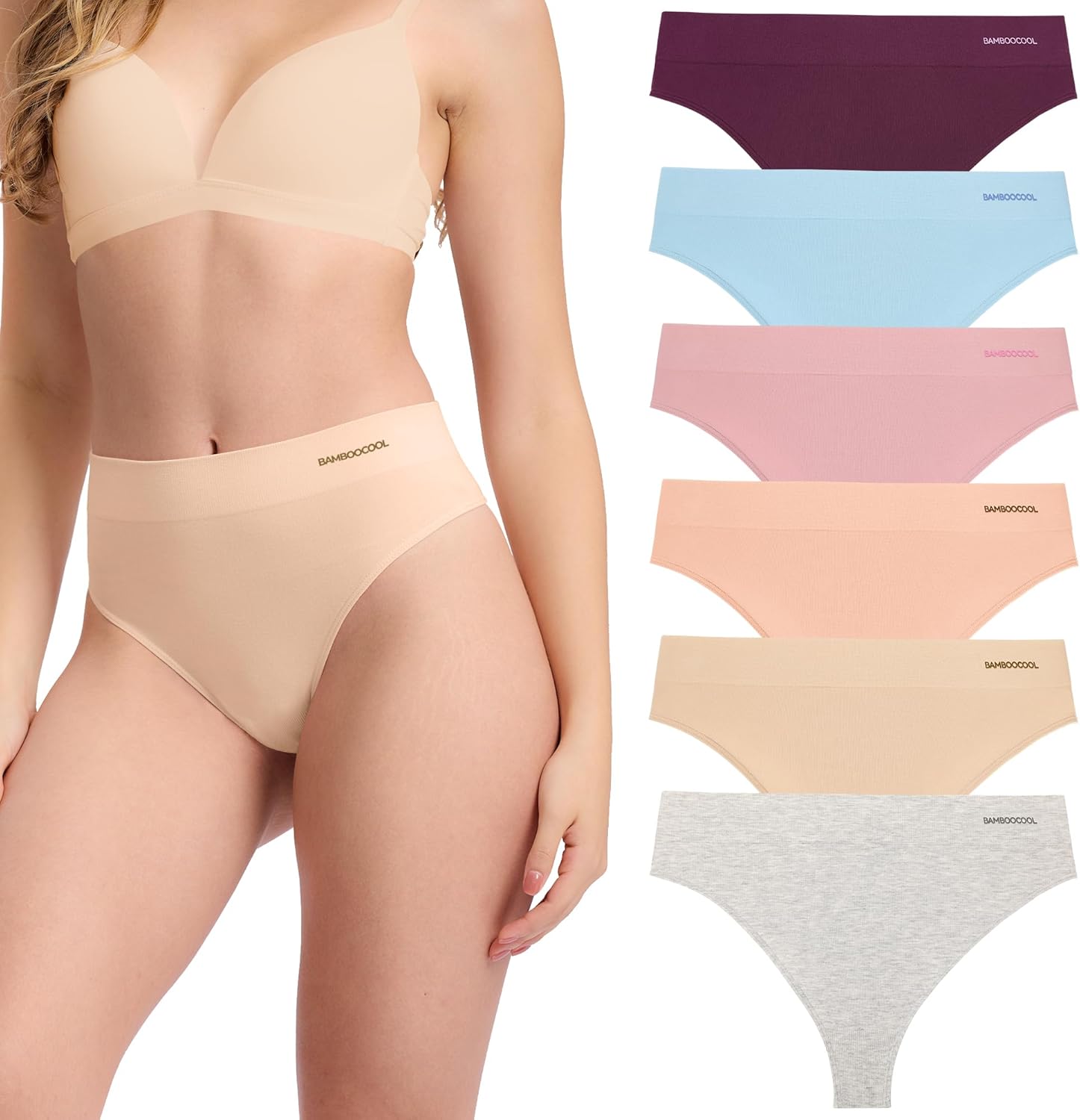 Bamboo Cool Women's Thongs High Waisted Seamless Comfort Pack