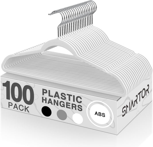 SMARTOR Non-Velvet Plastic Hangers - Heavy Duty Space-Saving