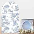 Blue Safari Arch Backdrop Cover Vintage Toile de Jouy Jungle - Stylish