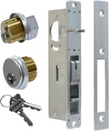 Storefront Door Lock Mortise with Hook Deadbolt and Brass Cylinder