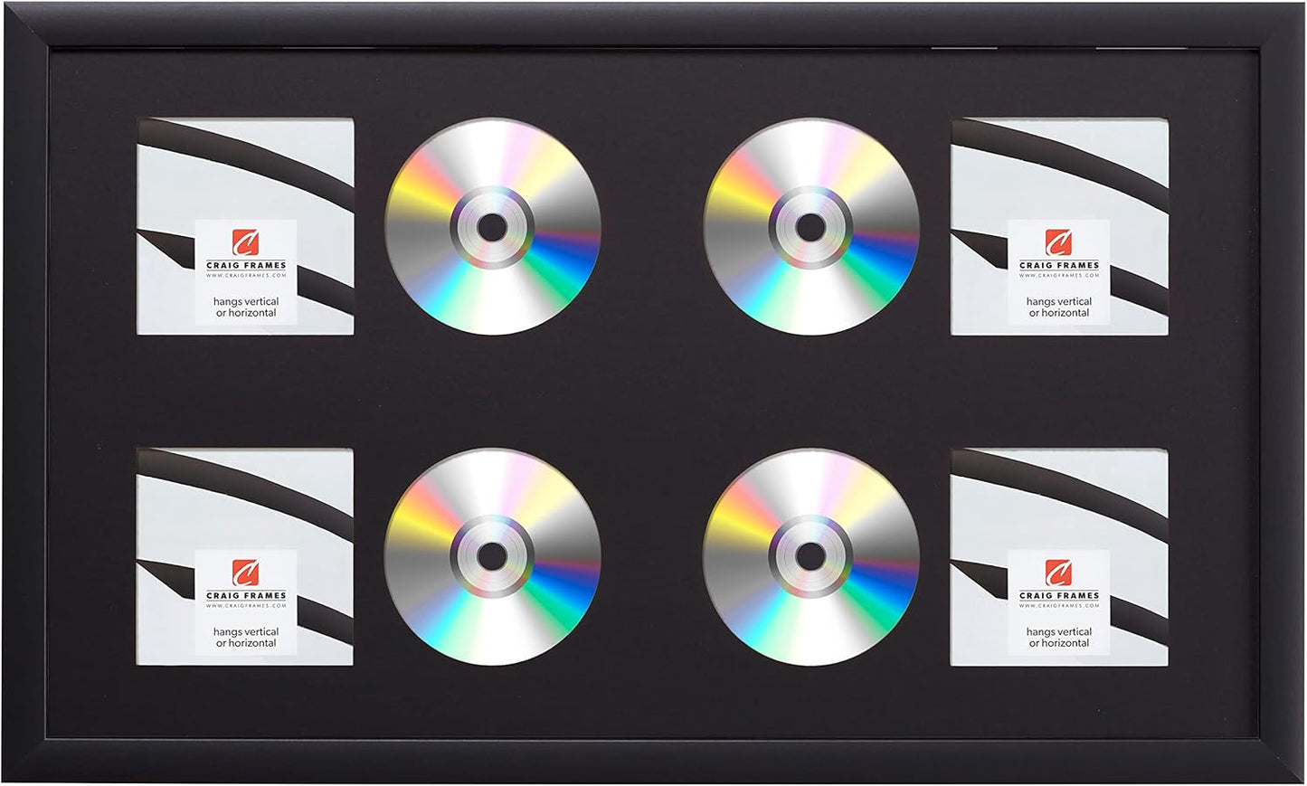 Craig Frames 15x26 Black 4-CD Display Mat with Frame Included
