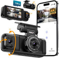 3-Channel Dash Cam 3K+1080P+1080P with 128GB SD Card - 24/7 Parking