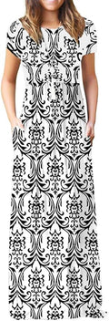 VIISHOW Women Short Sleeve Casual Maxi Dresses with Pockets