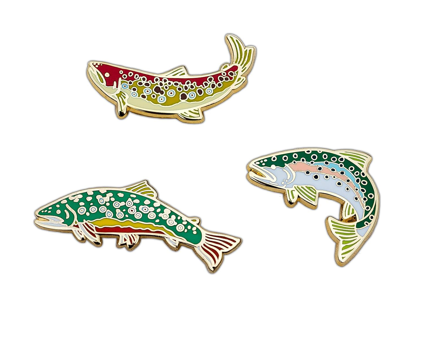 Set of 3 Trout Enamel Pins - Stylish Lapel Pins for Anglers