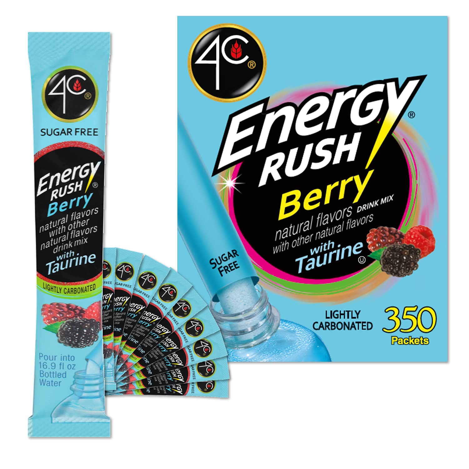 4C Powder Energy Rush Stix - Berry Flavoring for Refreshing Drinks