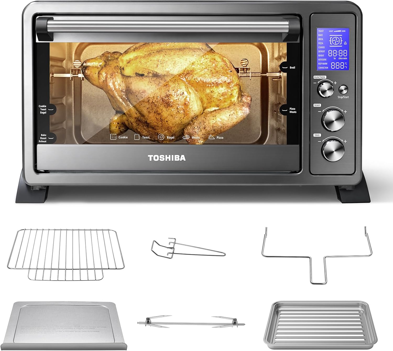 TOSHIBA AC25CEW-BS Large 6-Slice Convection Toaster Oven