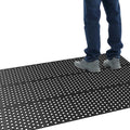 Rubber Floor Mat with Holes 3x7 FT - Heavy Duty Drain Mat