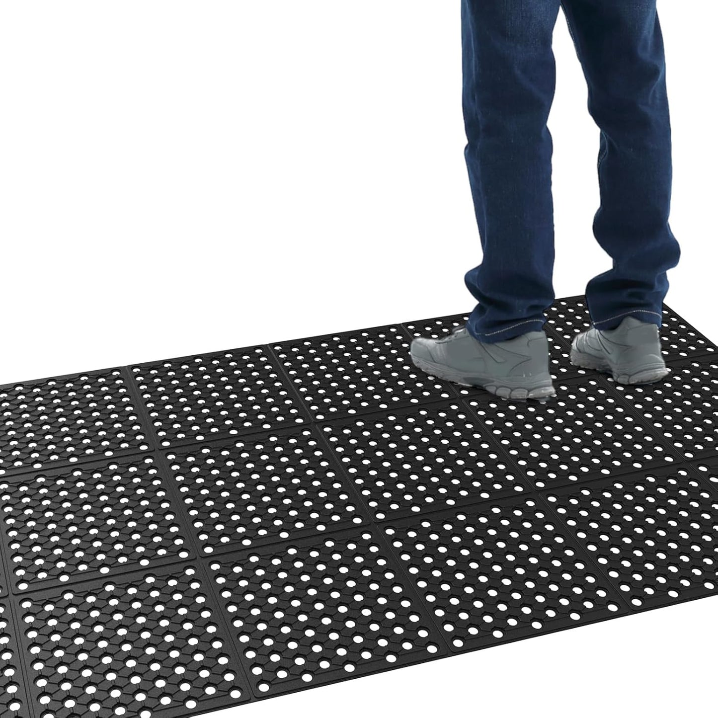 ROVSUN Rubber Floor Mat with Holes for Indoor and Outdoor Use