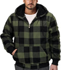 Flannel Plaid Mens Hoodies Sherpa Fleece Lined Full Zip - Heavyweight