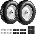 4.80/4.00-8 Tire and Wheel Flat Free 2 PCS - Durable Solid Wheelbarrow