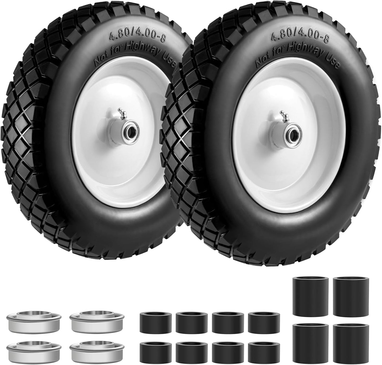 4.80/4.00-8 Flat Free Tire and Wheel for Garden Trailers