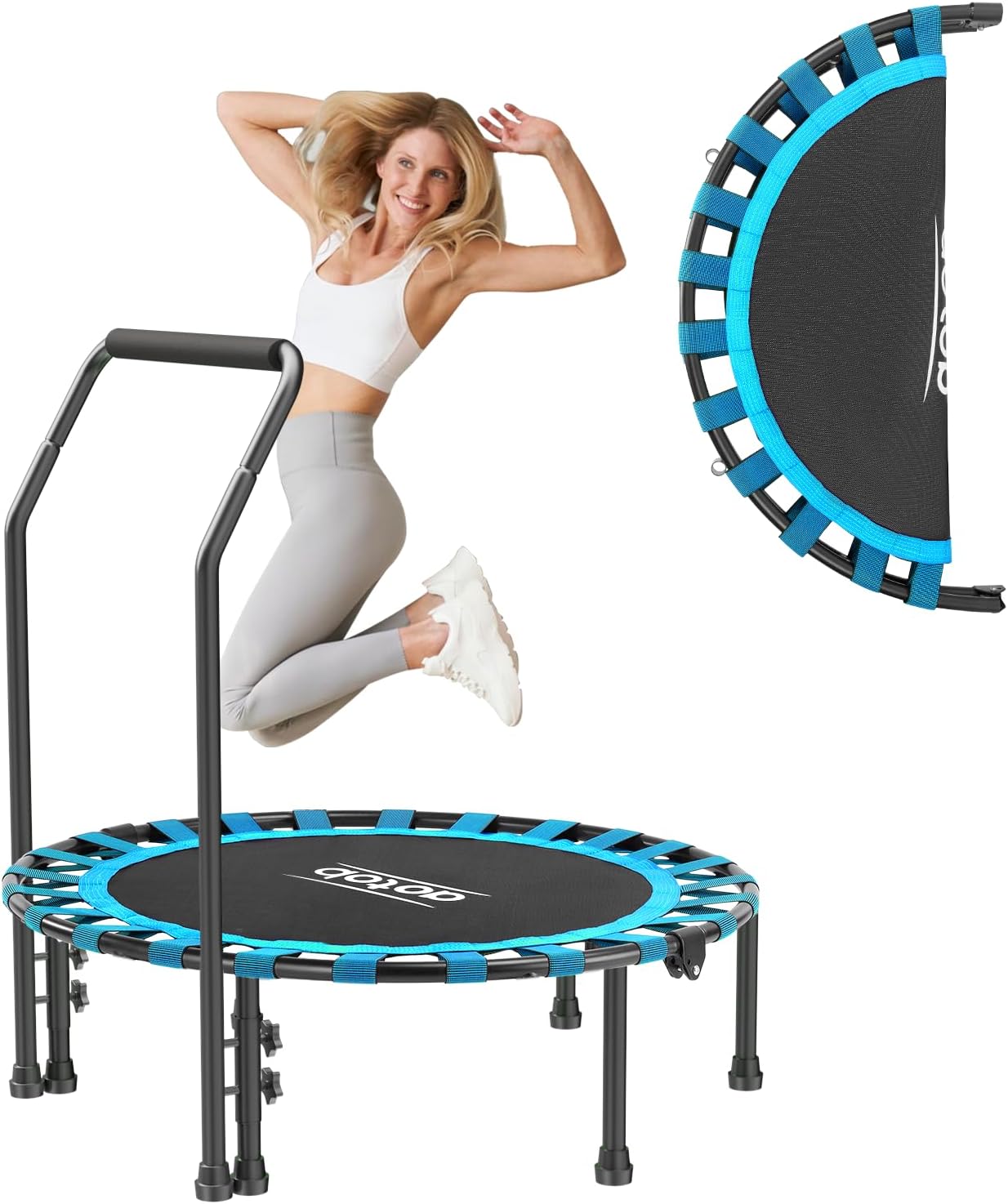 Fitness Trampoline for Adults - Foldable Mini Rebounder 450 LBS