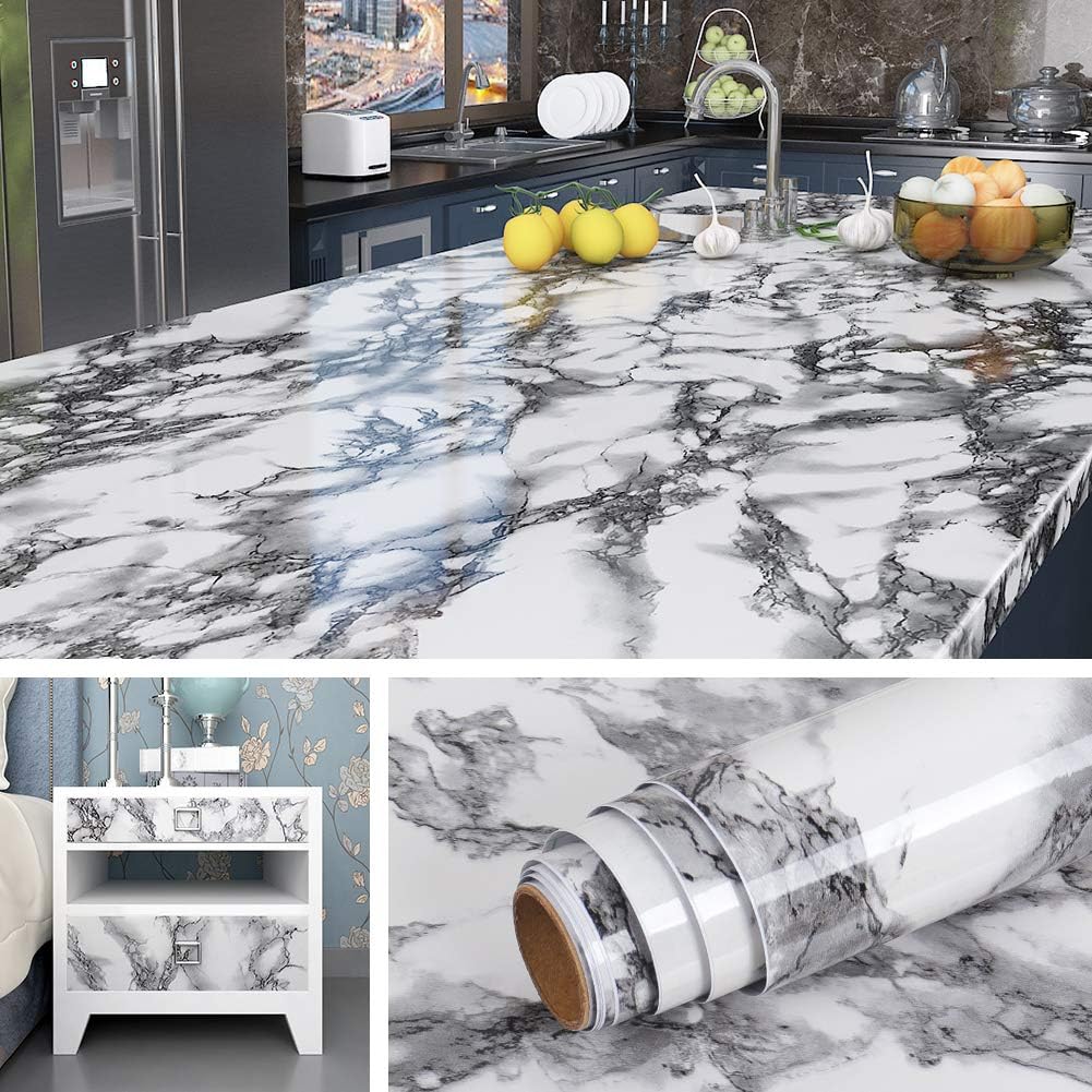 Wide Grey Contact Paper for Countertops - Peel and Stick Vinyl