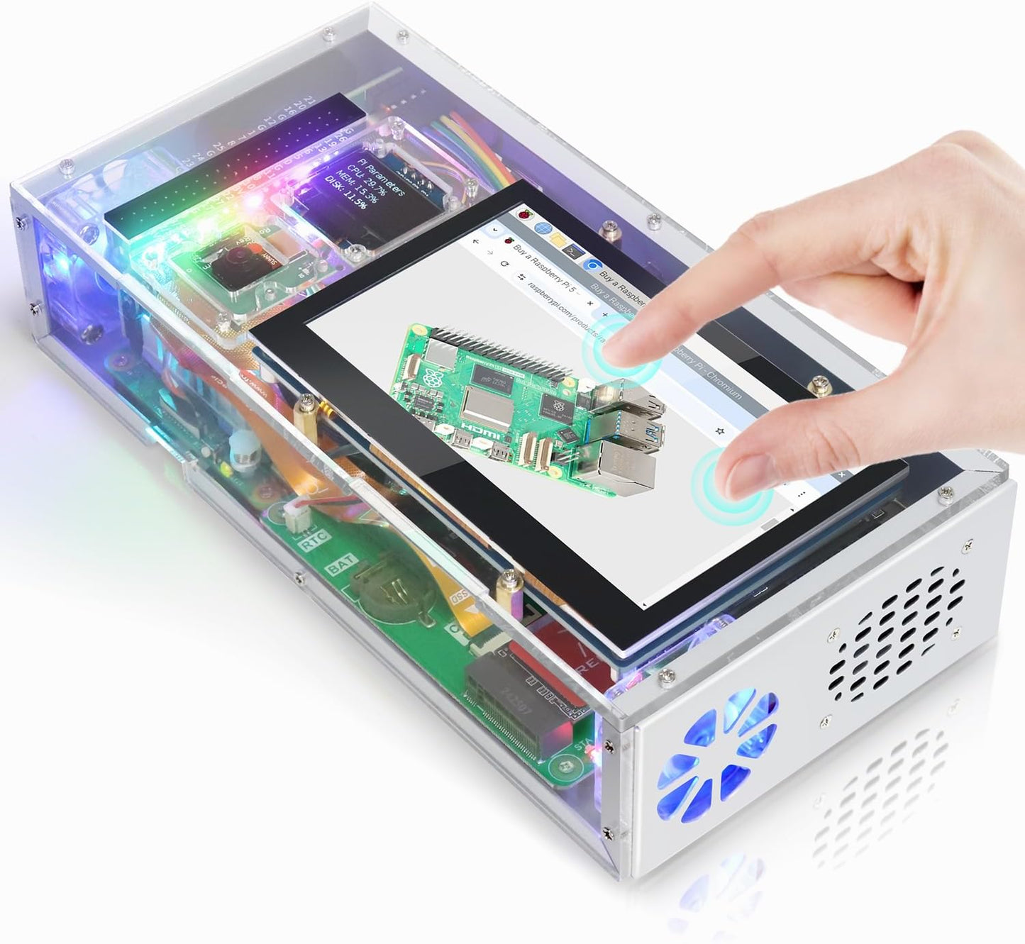 FREENOVE Raspberry Pi 5 Case with Touchscreen and SSD Storage