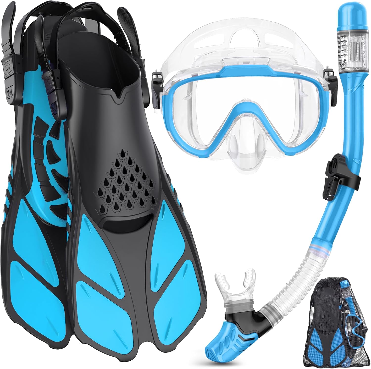 Snorkeling Gear for Adults with Panoramic View and Fins