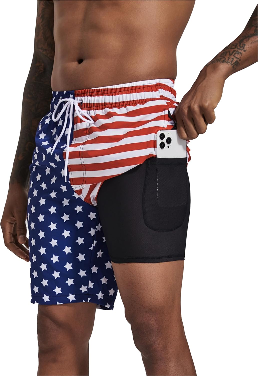 Difficort Mens Swim Trunks with Compression Liner for Comfort