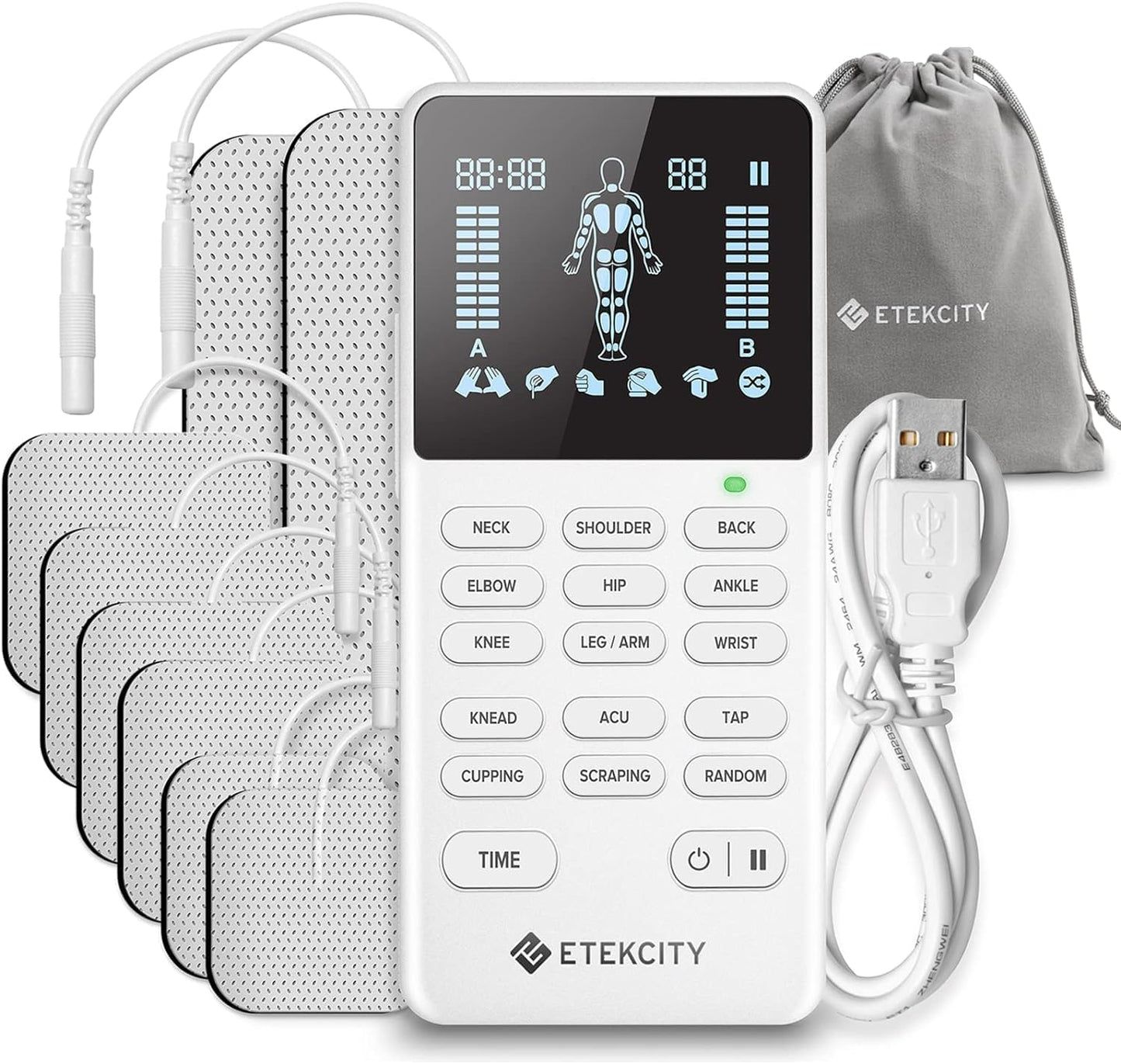 Etekcity 4-Channel Rechargeable TENS Unit for Pain Relief