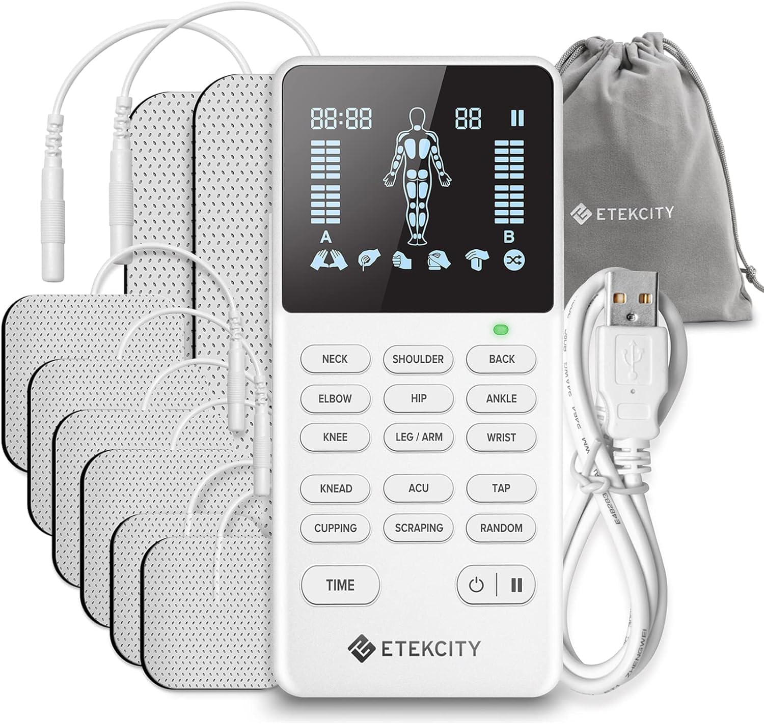 Etekcity 4-Channel Rechargeable TENS Unit for Pain Relief