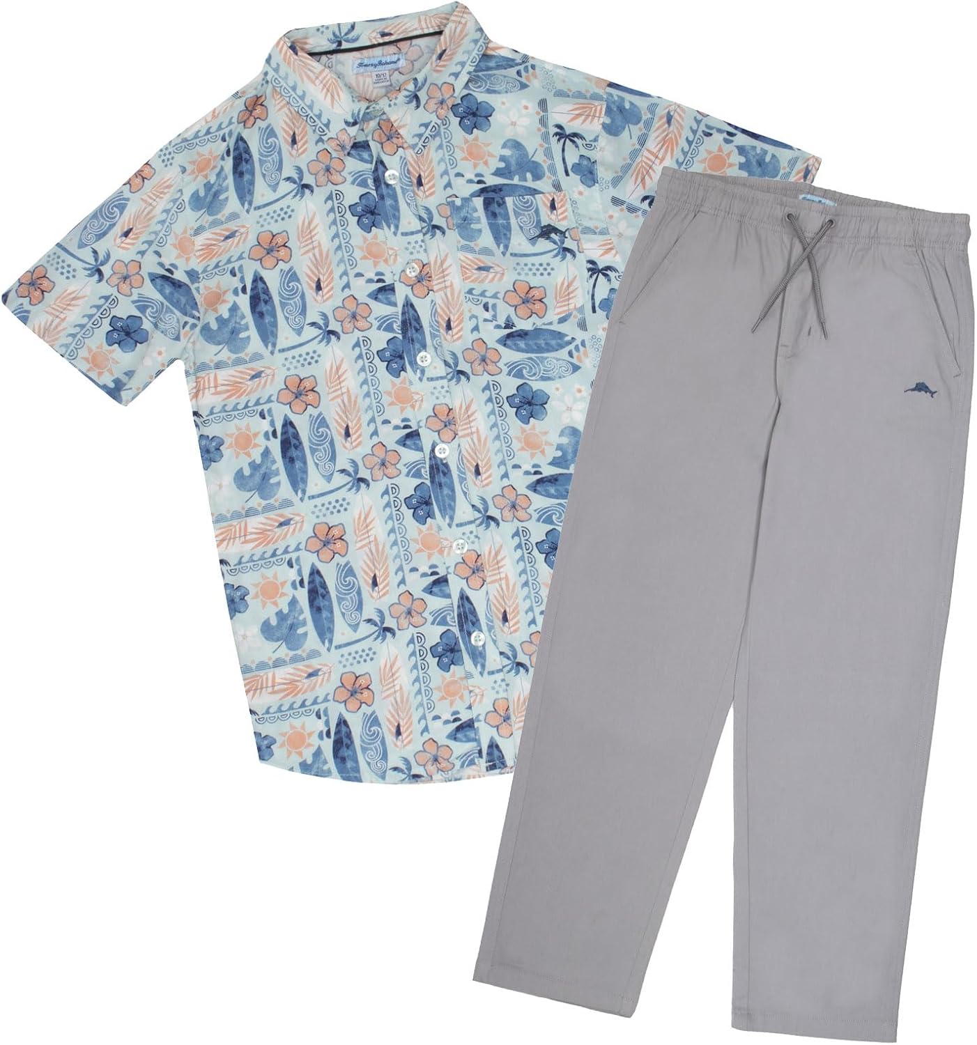 Tommy Bahama Boys Classic Woven Hawaiian Shirt & Pants Set