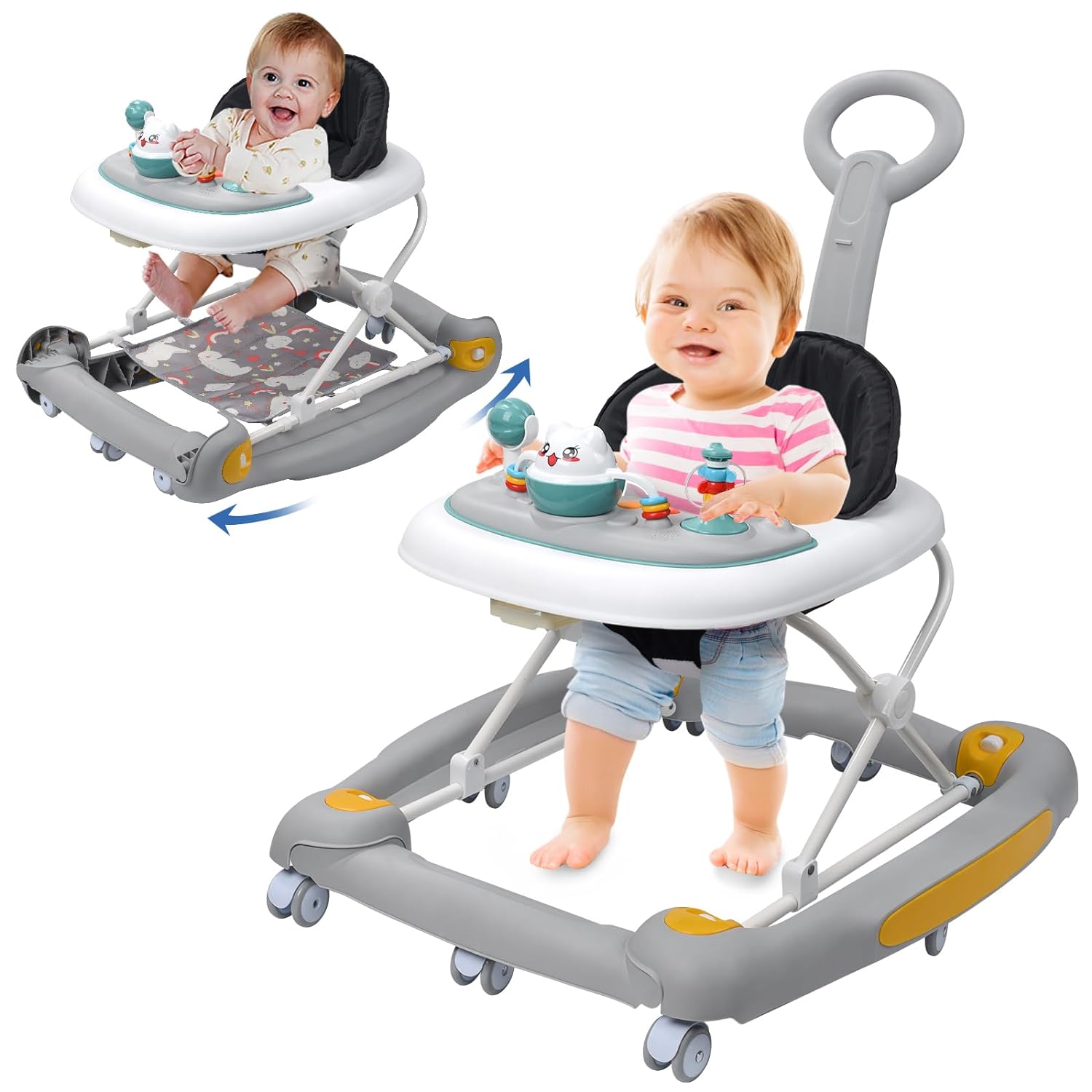 HAPYOOY 4-in-1 Baby Walker - Music, Lights, Rocker, Fun!