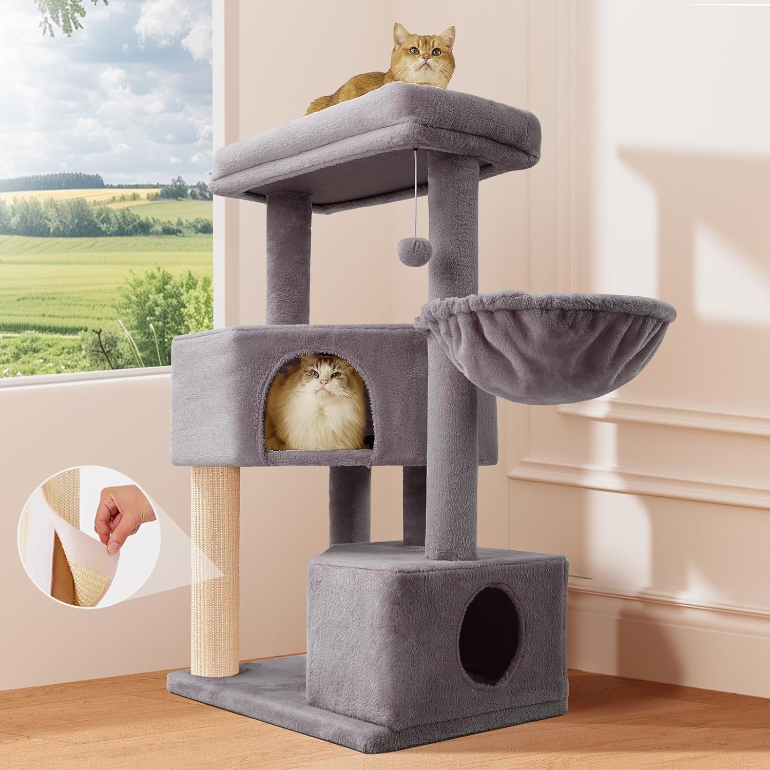41in Tall Cat Tree for Large Cats - Heavy Duty Cat Tower