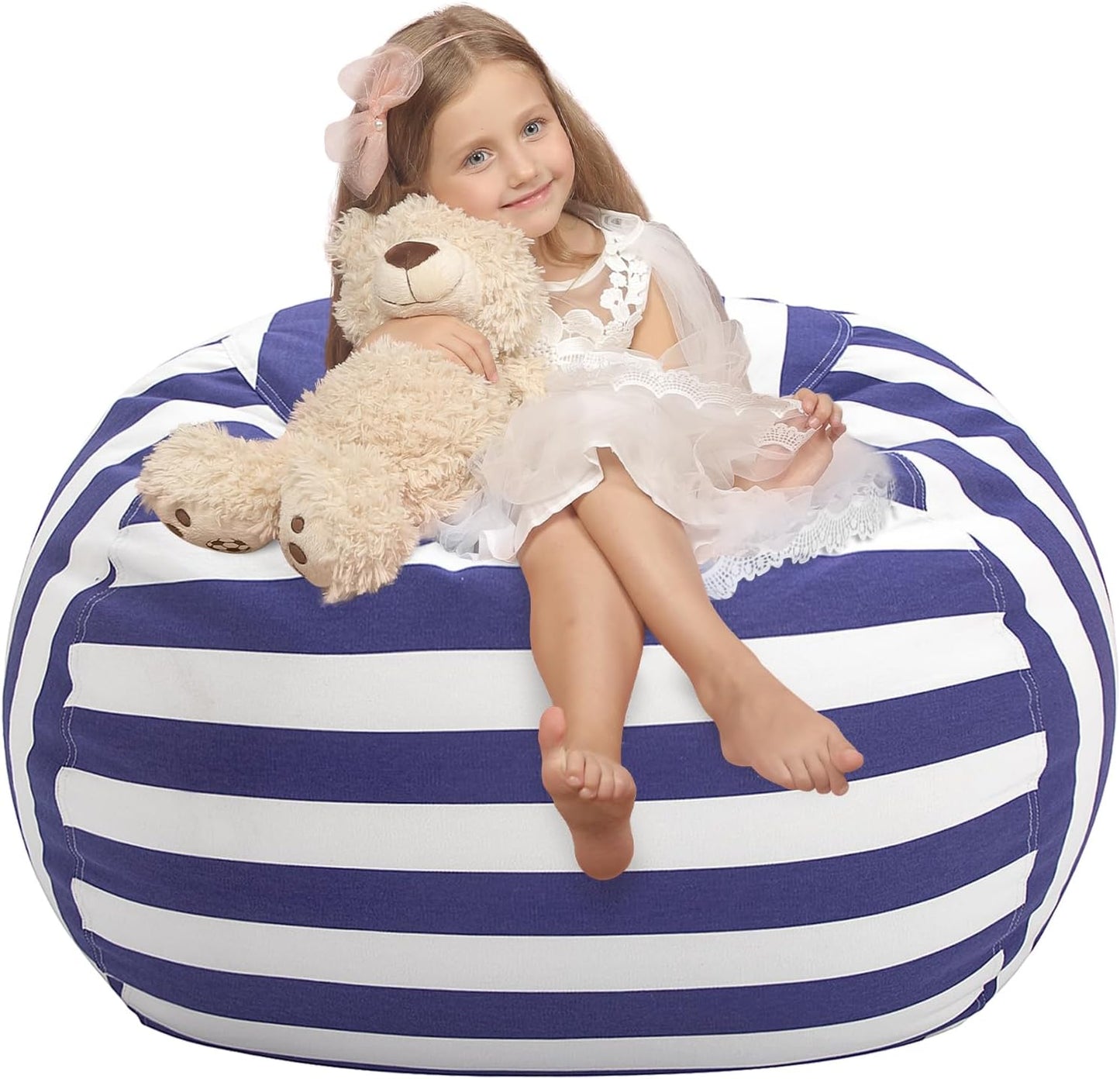 WEKAPO Stuffed Animal Storage Bean Bag Chair Cover for Kids