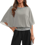 Sequin Dressy Tunic Top with 3/4 Dolman Sleeve - Elegant Sparkle Shoes
