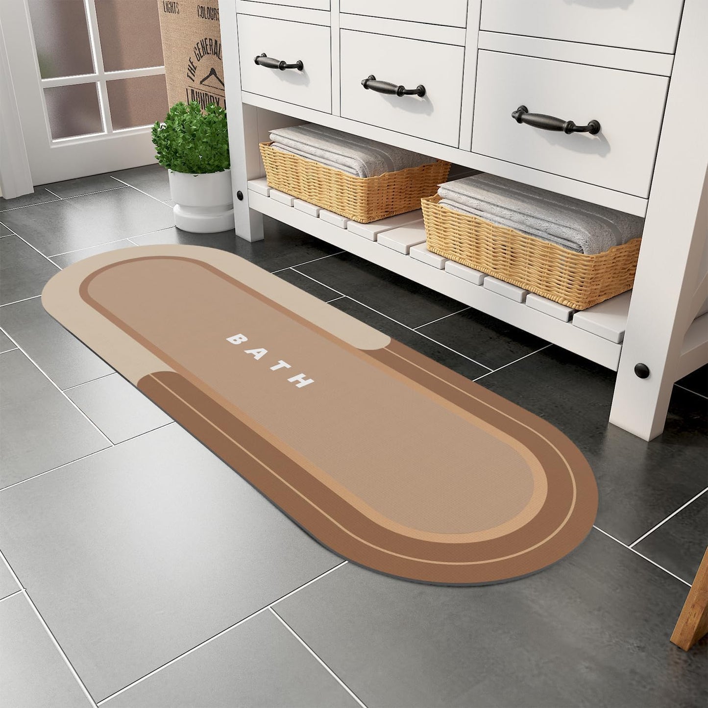 MontVoo Bath Mat Runner - Non Slip Absorbent Quick Dry Rug
