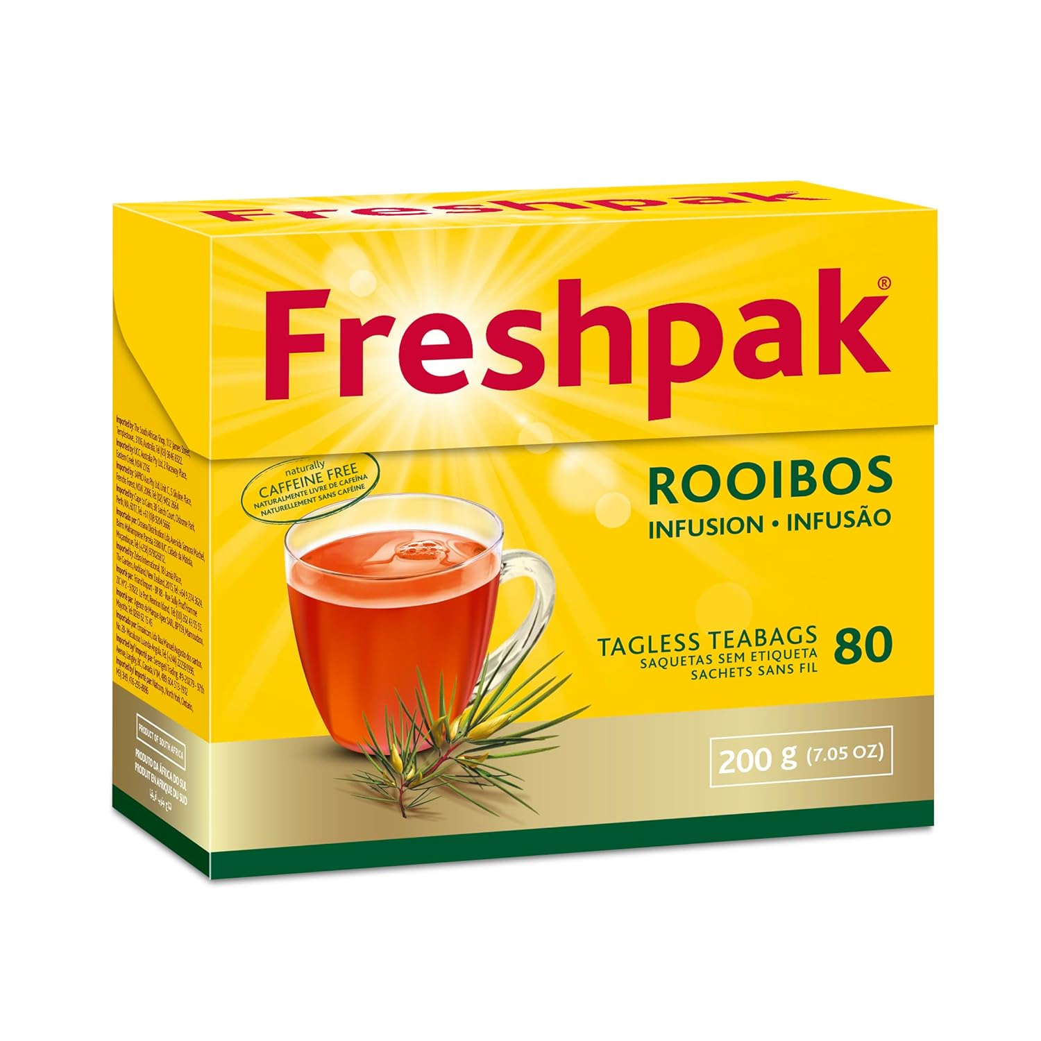 Freshpak Pure Rooibos Tea 80 Tagless Bags for Healthy Living