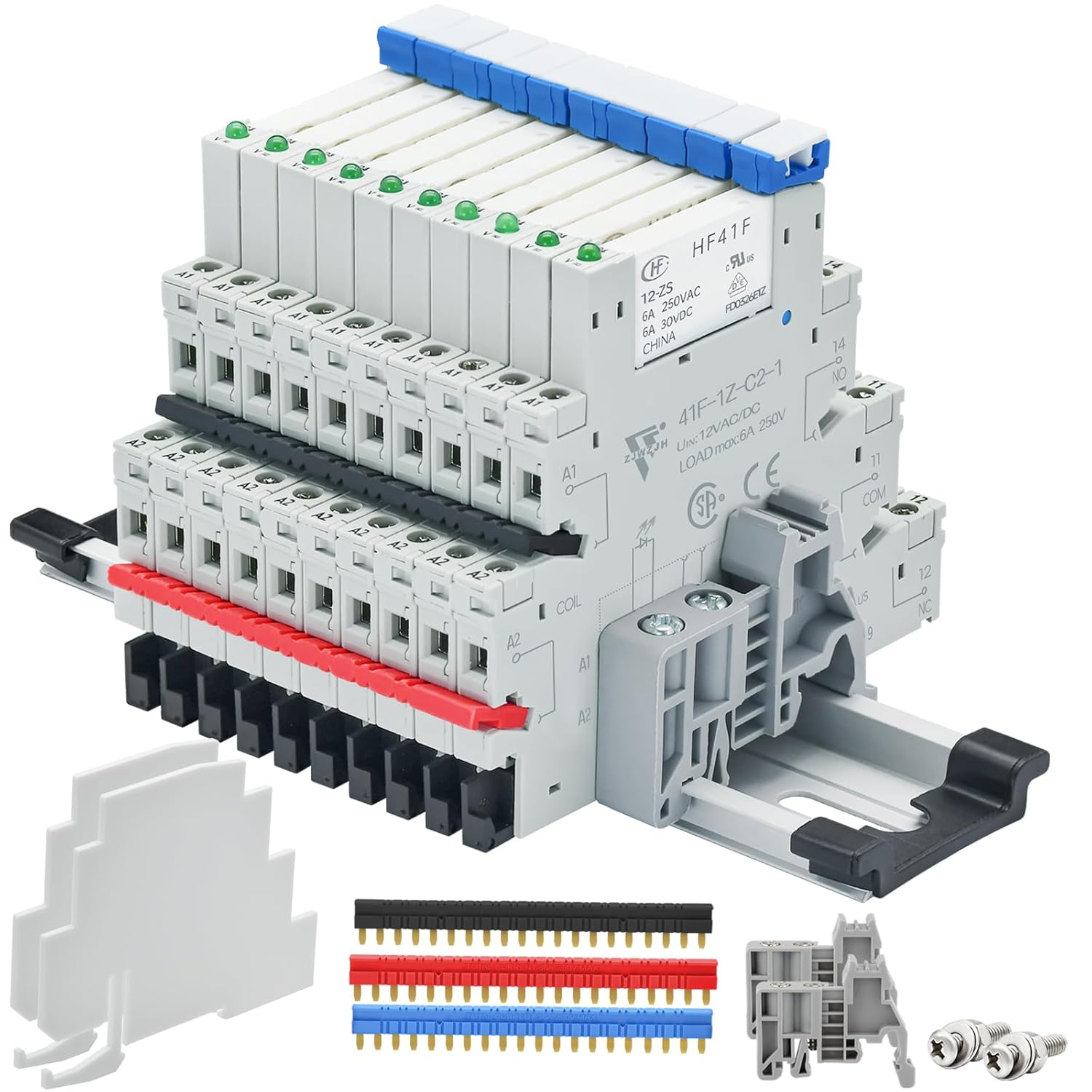 12V Relay Din Rail 10Pcs with LED Indicator and Socket