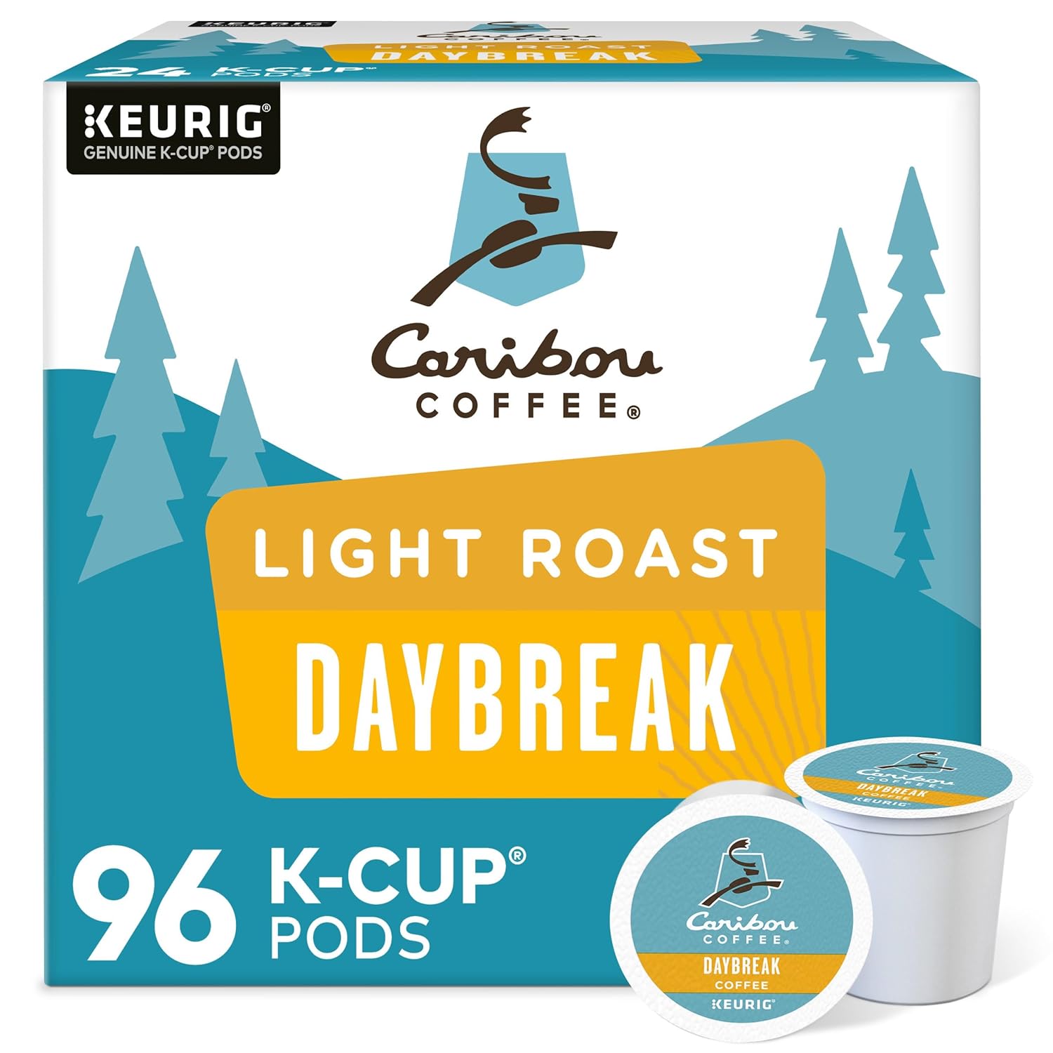 Caribou Daybreak Morning Blend Light Roast K-Cup Pods 96 Count