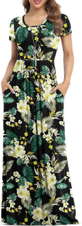 Women's Short Sleeve Loose Maxi Dress with Pockets - Casual Comfort