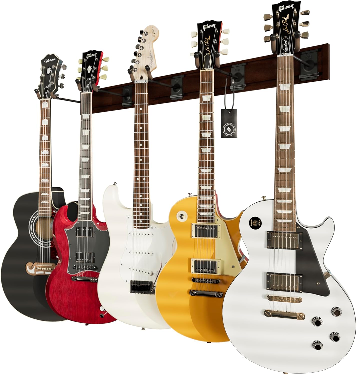 String Swing Guitar Wall Rack - Securely Display 5 Guitars