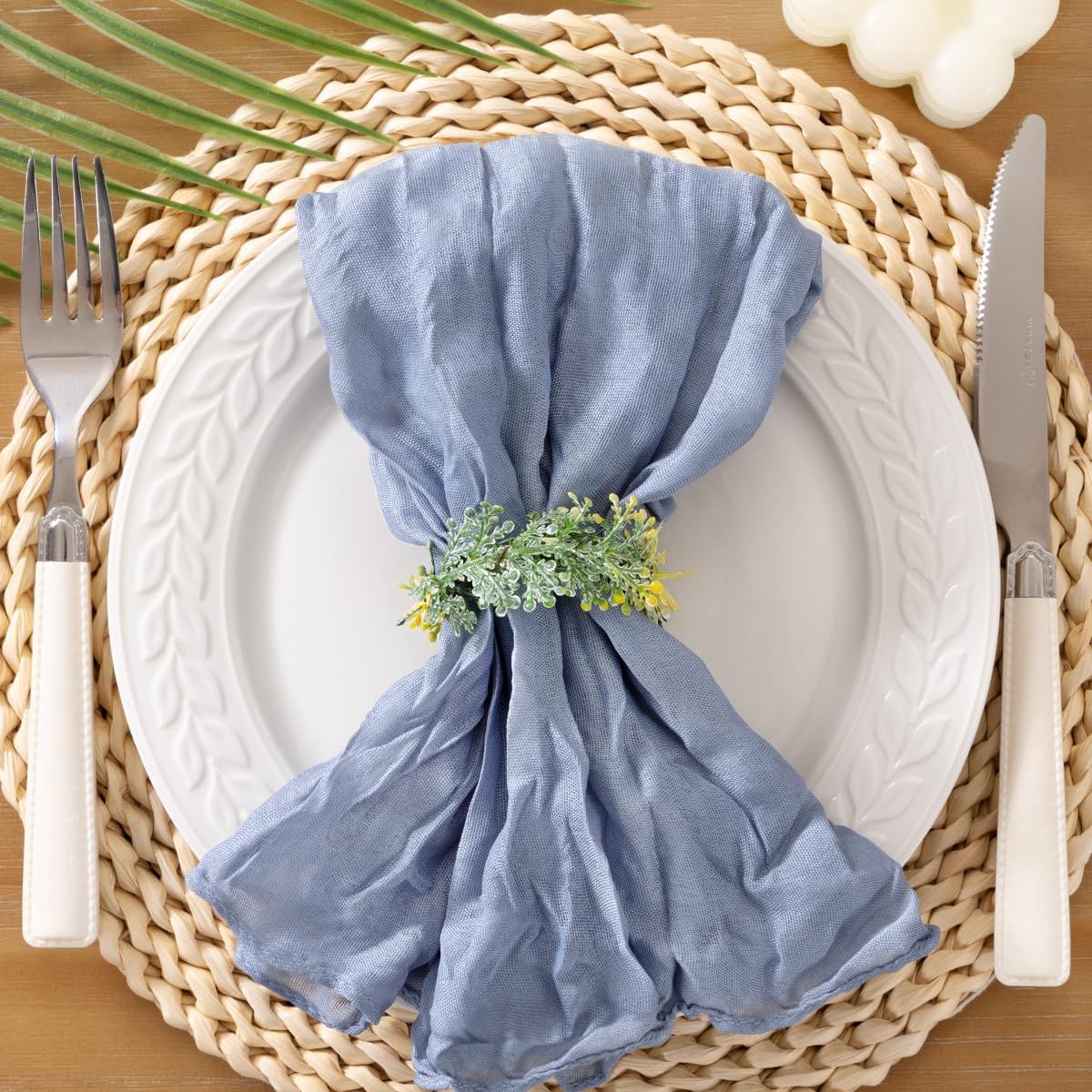 Socomi Dusty Blue Cheesecloth Napkins Set for Elegant Events