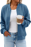 Womens Bomber Jacket Zip Up Lightweight Casual Coat - Trendy Layer