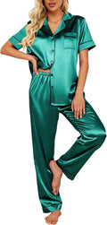 Silk Satin Pajamas Set Women Short Sleeve - Soft, Breathable