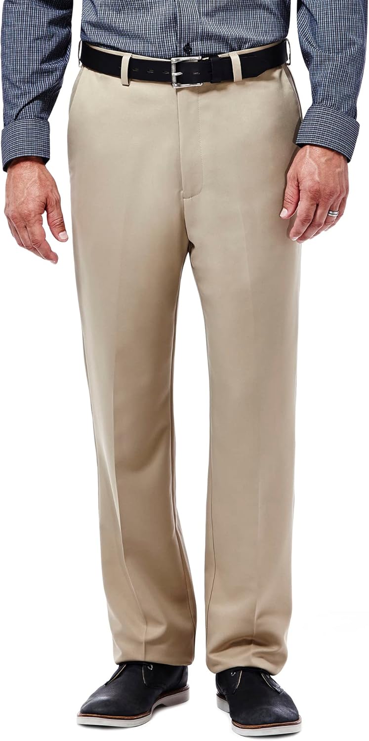 Haggar Men's Cool 18 Classic Fit Flat Front Casual Pants